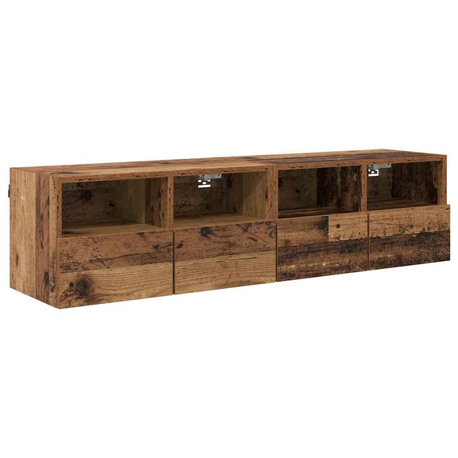 TV Wandkasten 2 pcs Oud Hout 60 x 30 x 30 cm Bewerkt hout