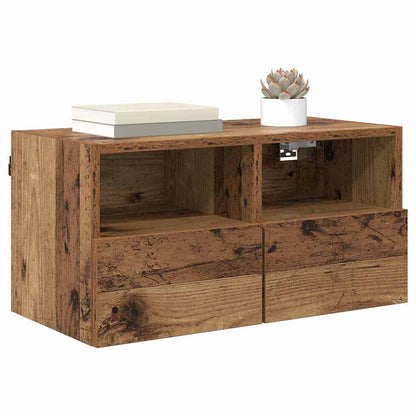 TV Wandkasten 2 pcs Oud Hout 60 x 30 x 30 cm Bewerkt hout