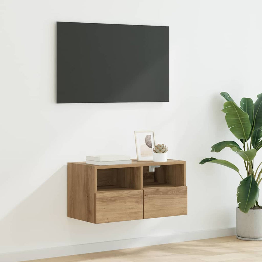 TV Wandkast Artisan Eiken 60 x 30 x 30 cm Bewerkt hout