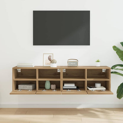 TV Wandkasten 2 pcs Artisan Eiken 60 x 30 x 30 cm Bewerkt hout