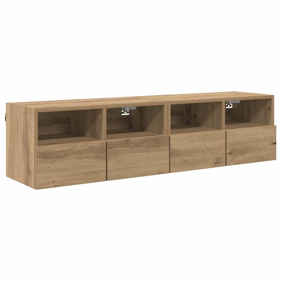 TV Wandkasten 2 pcs Artisan Eiken 60 x 30 x 30 cm Bewerkt hout