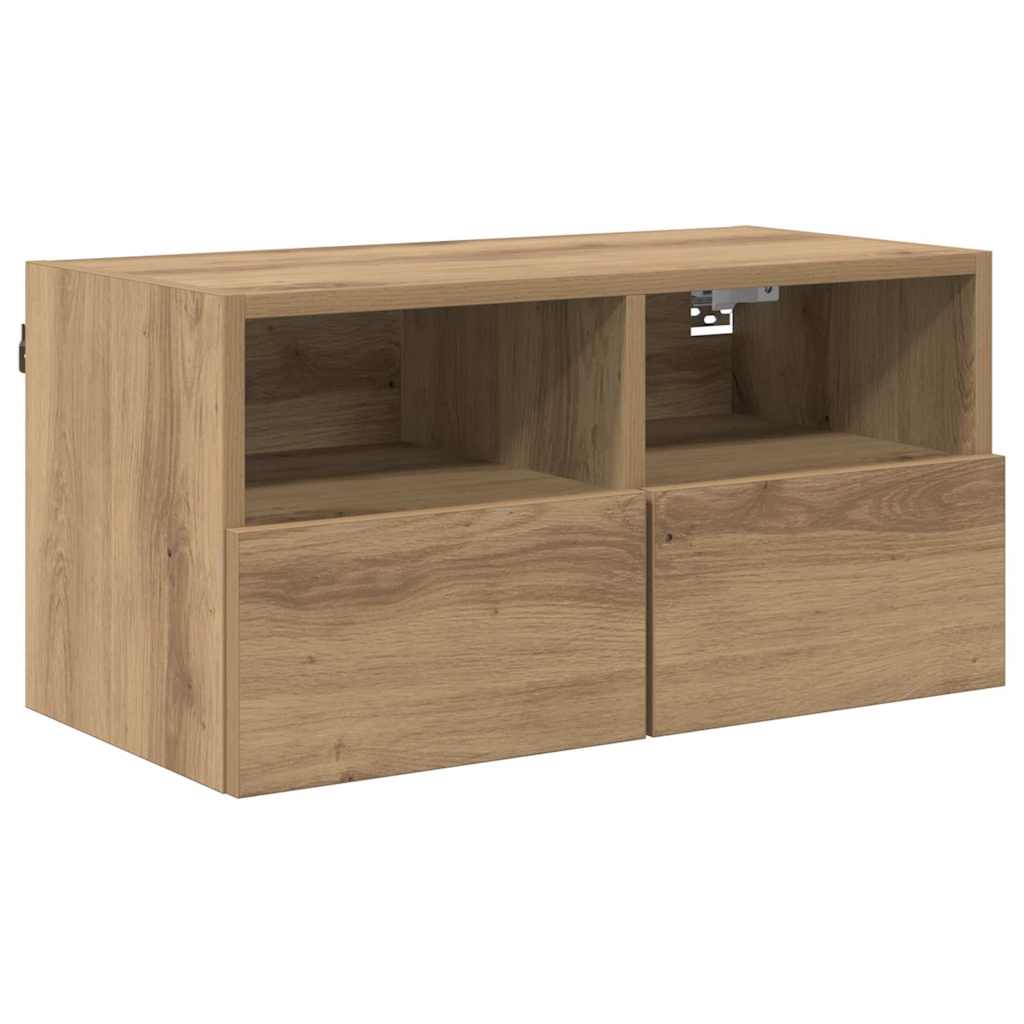 TV Wandkasten 2 pcs Artisan Eiken 60 x 30 x 30 cm Bewerkt hout