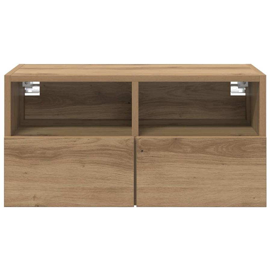 TV Wandkasten 2 pcs Artisan Eiken 60 x 30 x 30 cm Bewerkt hout