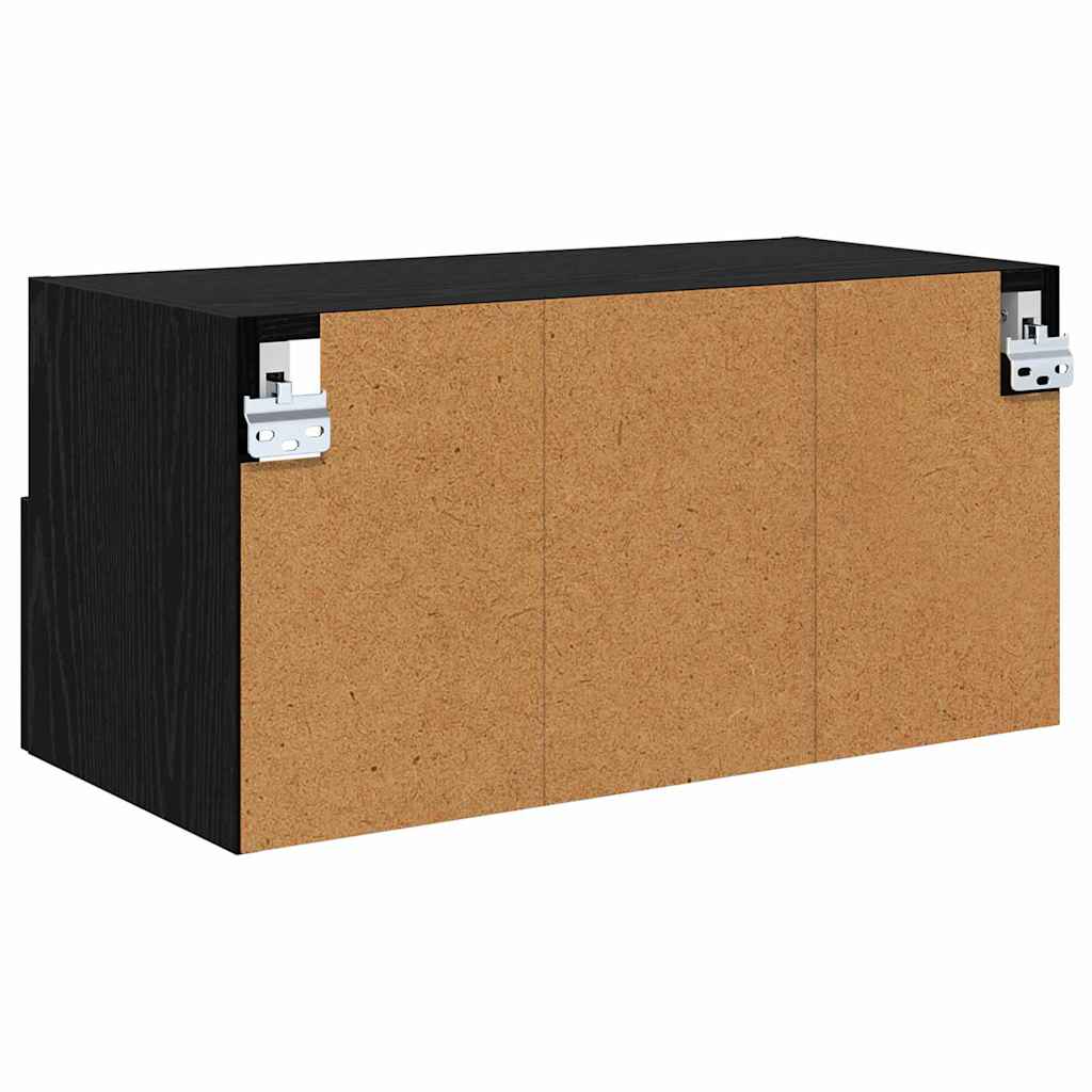 TV Wandkast Zwart Eiken 60 x 30 x 30 cm Bewerkt hout