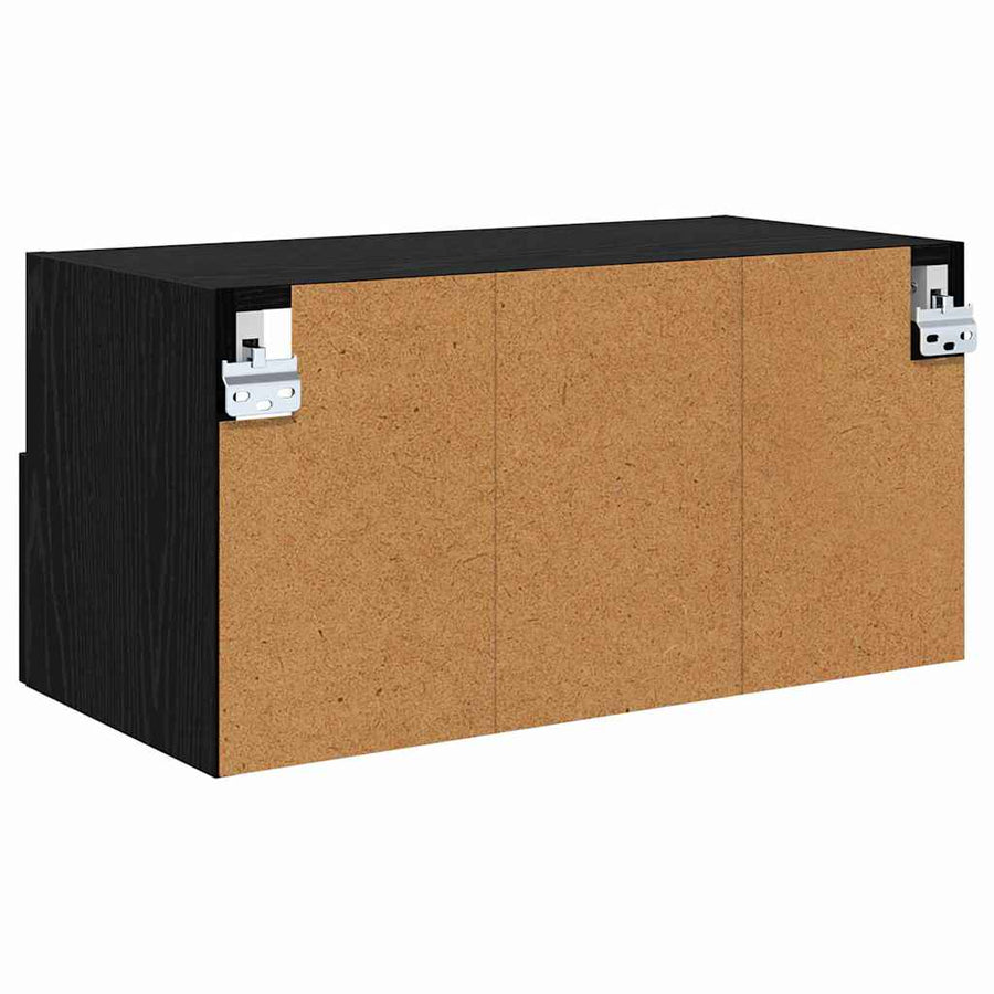 TV Wandkast Zwart Eiken 60 x 30 x 30 cm Bewerkt hout