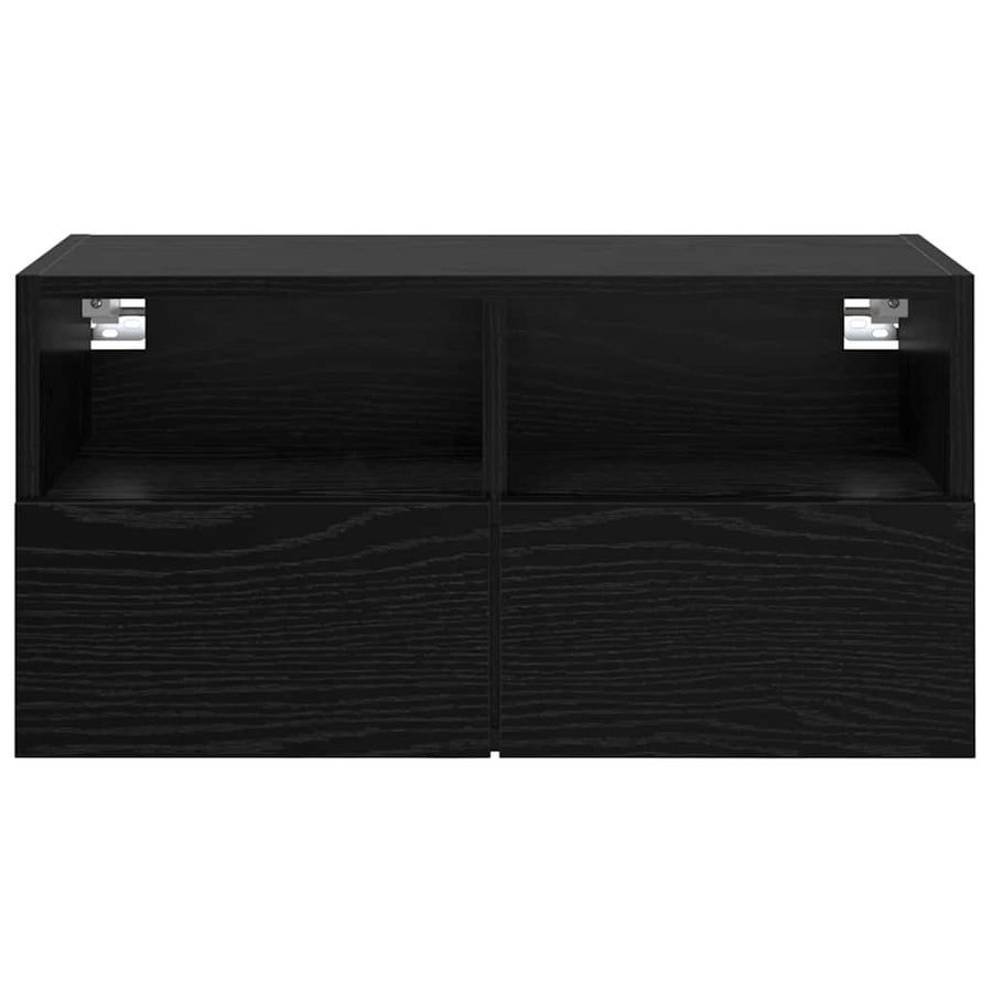 TV Wandkast Zwart Eiken 60 x 30 x 30 cm Bewerkt hout