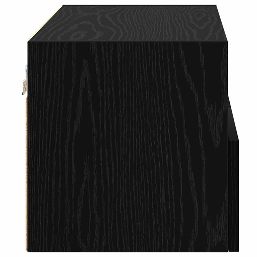 TV Wandkast Zwart Eiken 60 x 30 x 30 cm Bewerkt hout