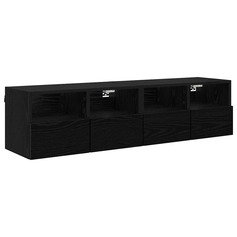 TV Wandkasten 2 pcs Zwart Eiken 60 x 30 x 30 cm Bewerkt hout