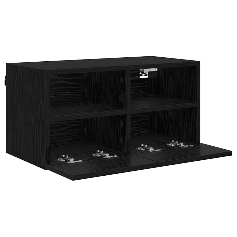 TV Wandkasten 2 pcs Zwart Eiken 60 x 30 x 30 cm Bewerkt hout