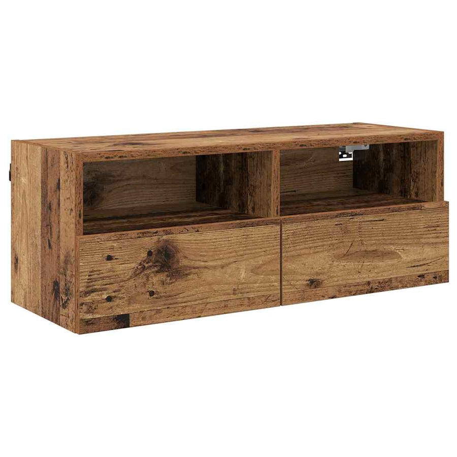 TV Wandkast Oud Hout 80 x 30 x 30 cm Bewerkt hout