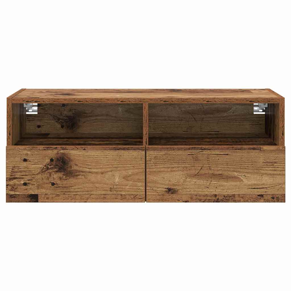 TV Wandkast Oud Hout 80 x 30 x 30 cm Bewerkt hout