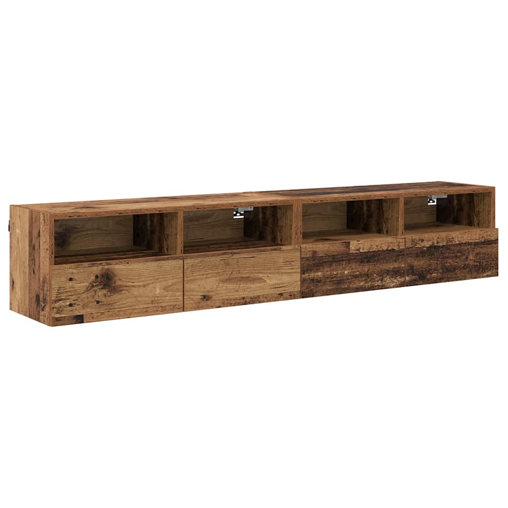 TV Wandkasten 2 pcs Oud Hout 80 x 30 x 30 cm Bewerkt hout