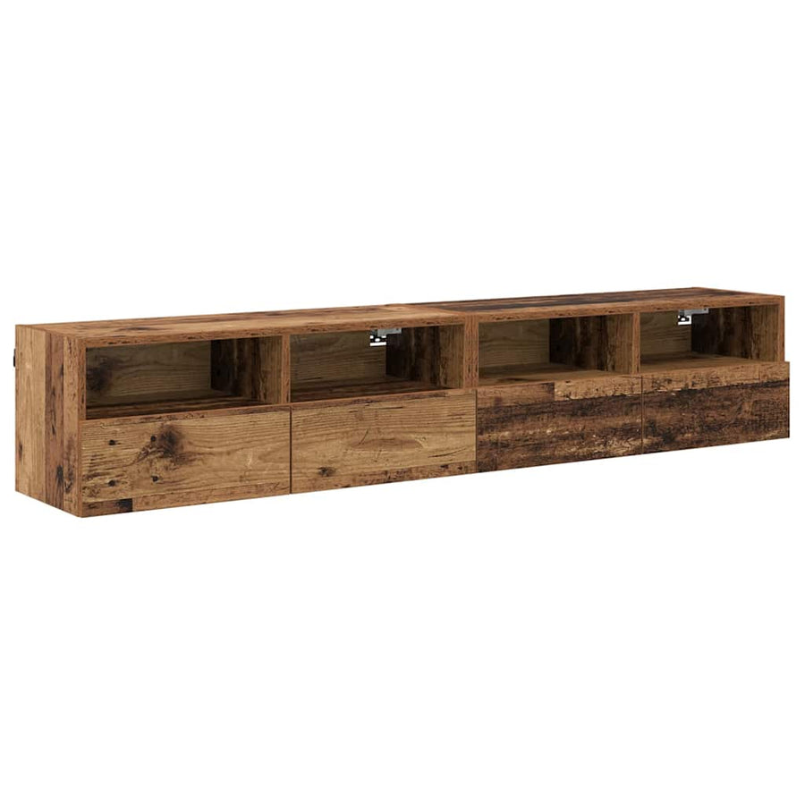 TV Wandkasten 2 pcs Oud Hout 80 x 30 x 30 cm Bewerkt hout
