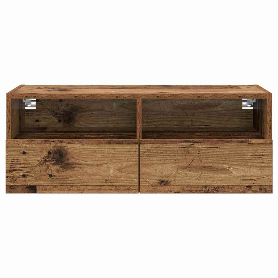 TV Wandkasten 2 pcs Oud Hout 80 x 30 x 30 cm Bewerkt hout