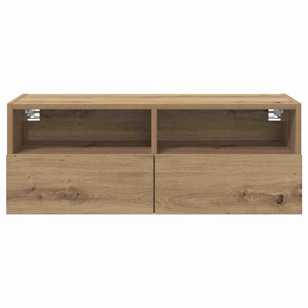 TV Wandkast Artisan Eiken 80 x 30 x 30 cm Bewerkt hout