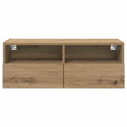 TV Wandkast Artisan Eiken 80 x 30 x 30 cm Bewerkt hout