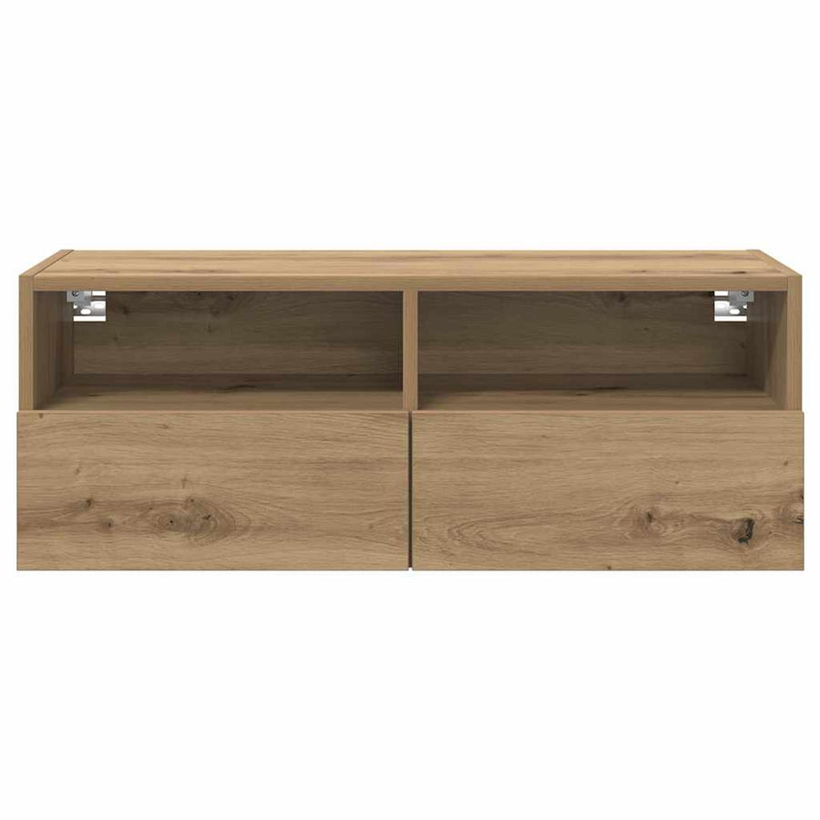 TV Wandkast Artisan Eiken 80 x 30 x 30 cm Bewerkt hout