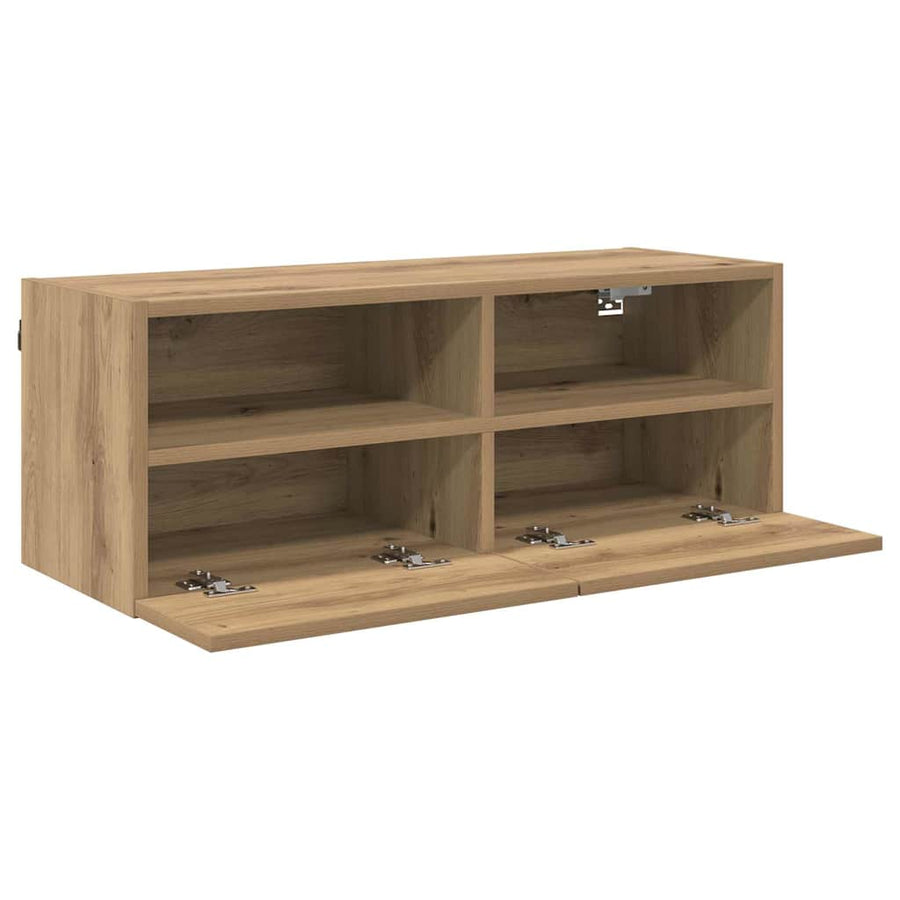 TV Wandkasten 2 pcs Artisan Eiken 80 x 30 x 30 cm Bewerkt hout