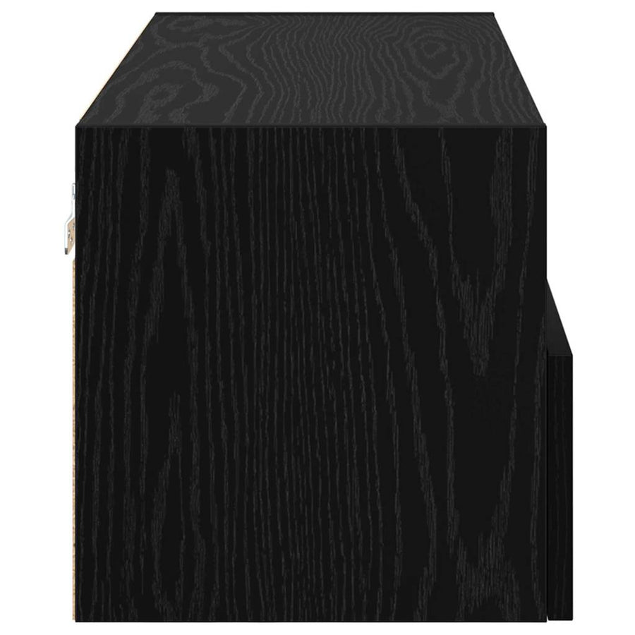 TV Wandkast Zwart Eiken 80 x 30 x 30 cm Bewerkt hout