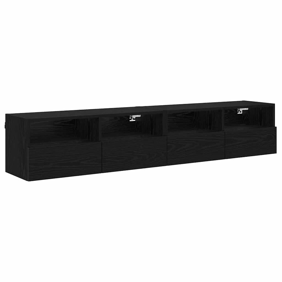 TV Wandkasten 2 pcs Zwart Eiken 80 x 30 x 30 cm Bewerkt hout