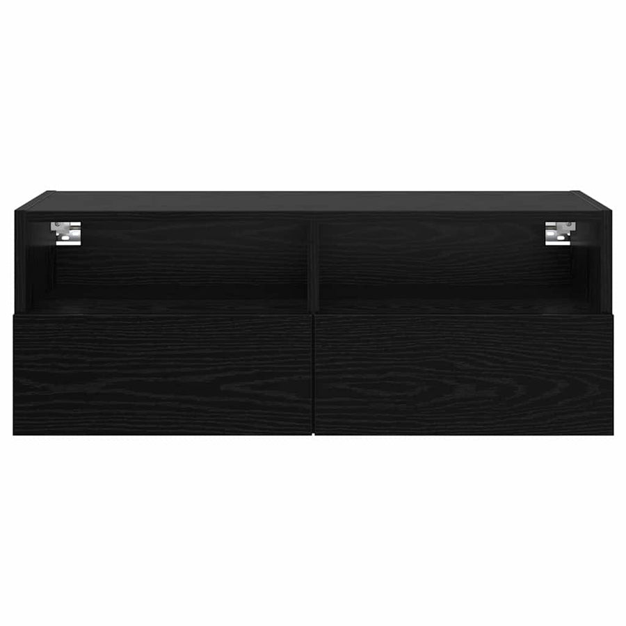 TV Wandkasten 2 pcs Zwart Eiken 80 x 30 x 30 cm Bewerkt hout