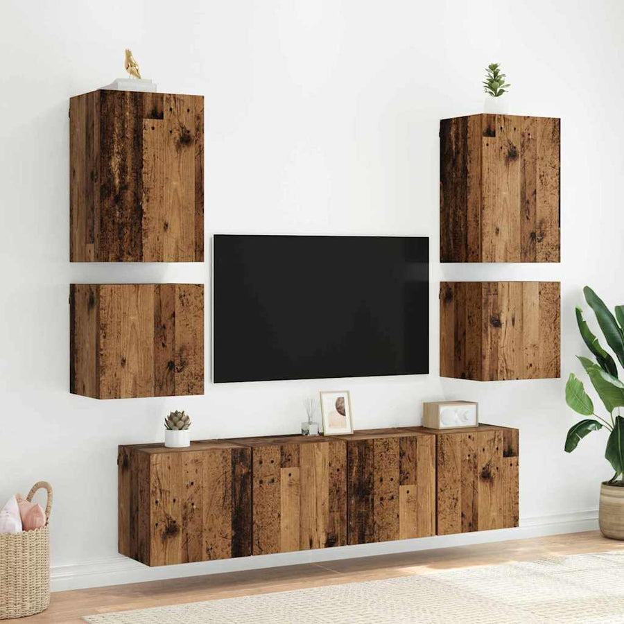 TV Wandkast Wandgemonteerd Oud Hout 40,5x30x40cm Bewerkt hout