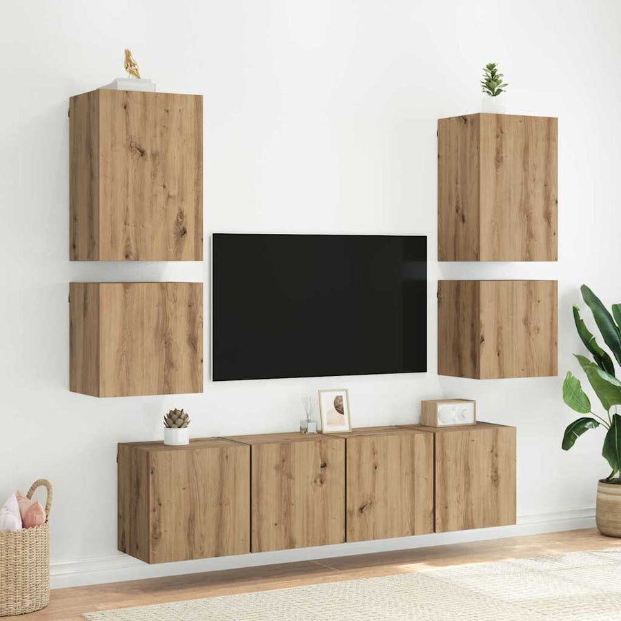 TV Wandkast Artisan Eiken 40,5x30x40cm Bewerkt hout