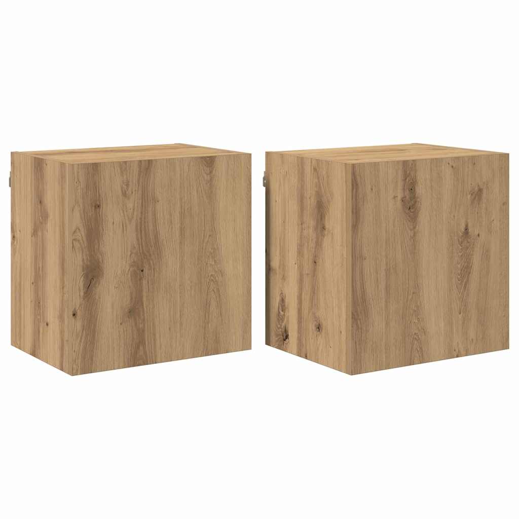 TV Wandkasten 2 pcs Artisan Eiken 40,5x30x40cm Bewerkt hout