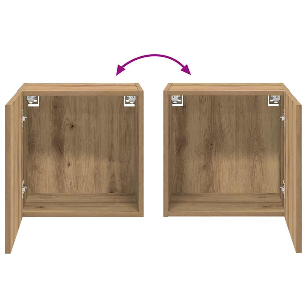 TV Wandkasten 2 pcs Artisan Eiken 40,5x30x40cm Bewerkt hout