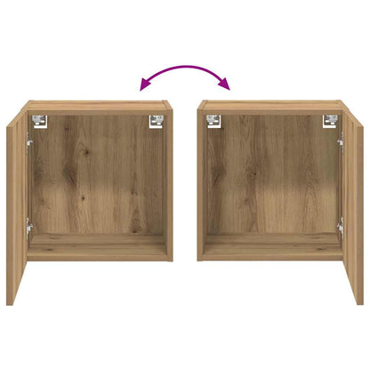 TV Wandkasten 2 pcs Artisan Eiken 40,5x30x40cm Bewerkt hout