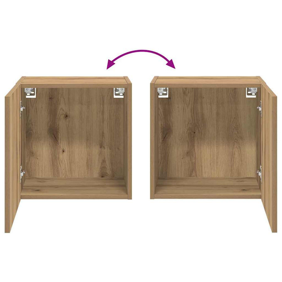 TV Wandkasten 2 pcs Artisan Eiken 40,5x30x40cm Bewerkt hout