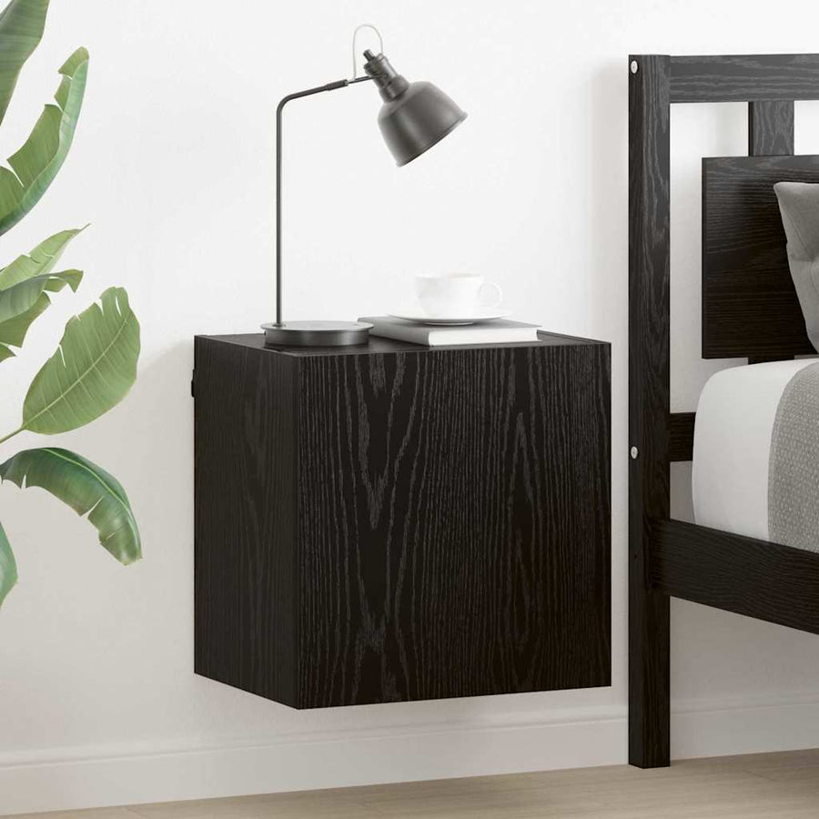 TV Wandkast Zwart Eiken 40,5x30x40cm Bewerkt hout