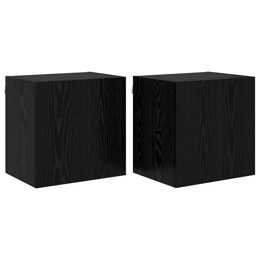 TV Wandkasten 2 pcs Zwart Eiken 40,5x30x40cm Bewerkt hout