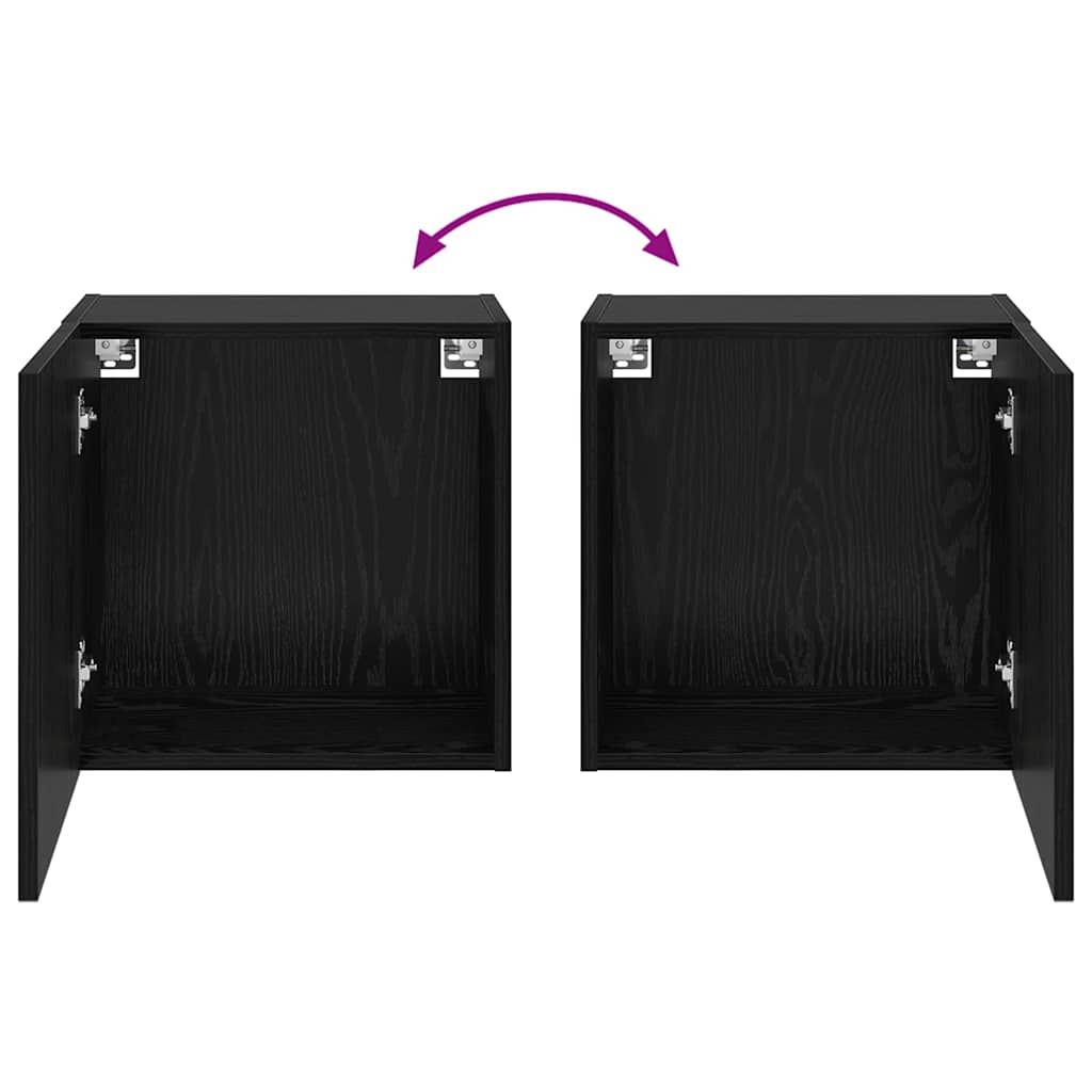 TV Wandkasten 2 pcs Zwart Eiken 40,5x30x40cm Bewerkt hout