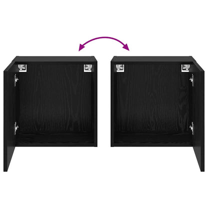 TV Wandkasten 2 pcs Zwart Eiken 40,5x30x40cm Bewerkt hout