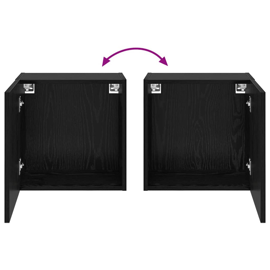 TV Wandkasten 2 pcs Zwart Eiken 40,5x30x40cm Bewerkt hout