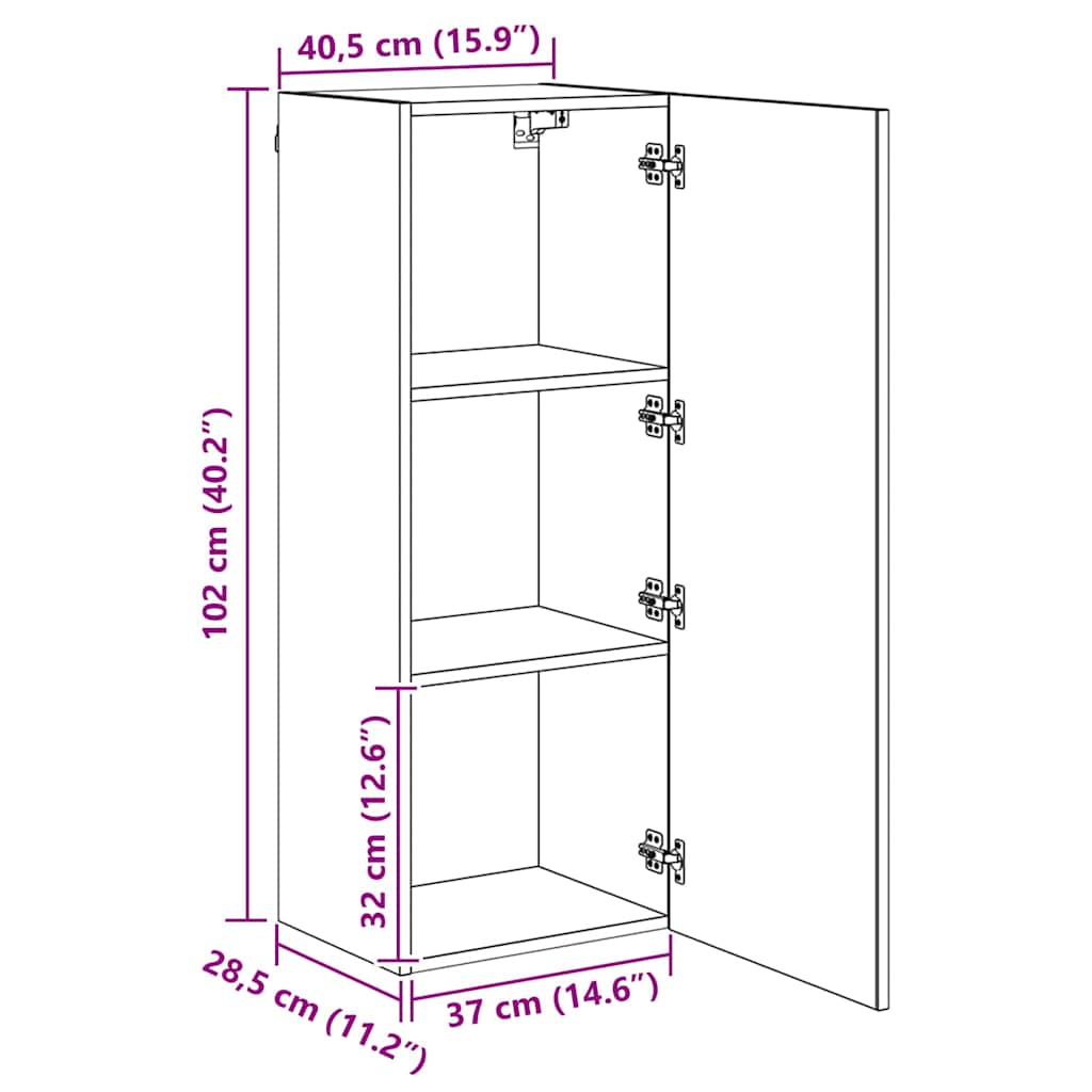 TV Wandkast Oud Hout 40,5 x 30 x 102 cm Bewerkt hout