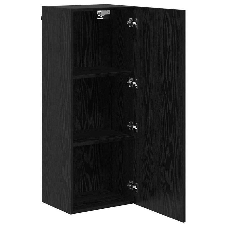 TV Wandkast Zwart Eiken 40,5 x 30 x 102 cm Bewerkt hout