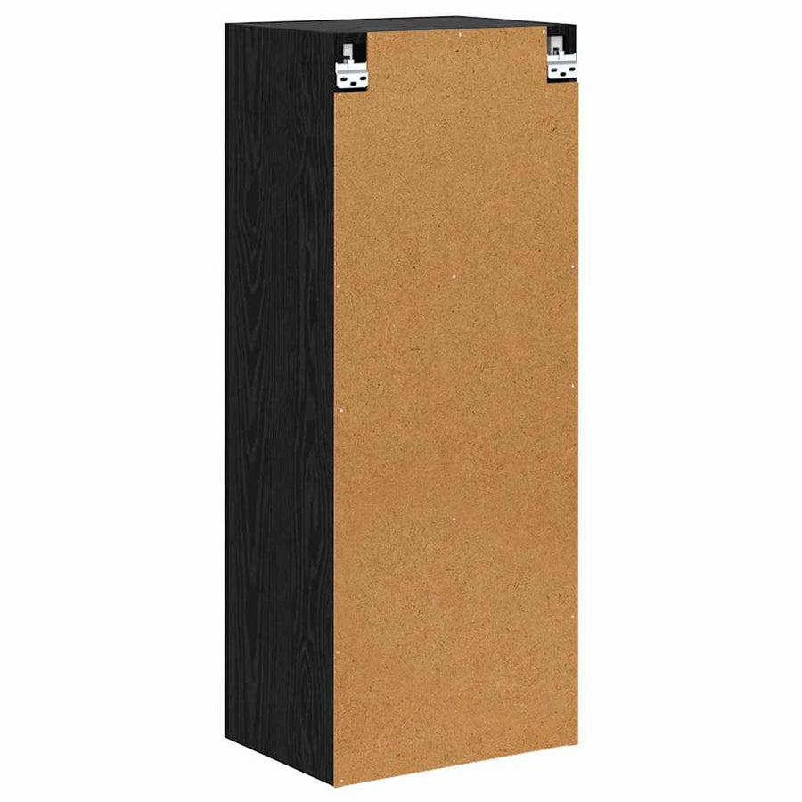 TV Wandkast Zwart Eiken 40,5 x 30 x 102 cm Bewerkt hout