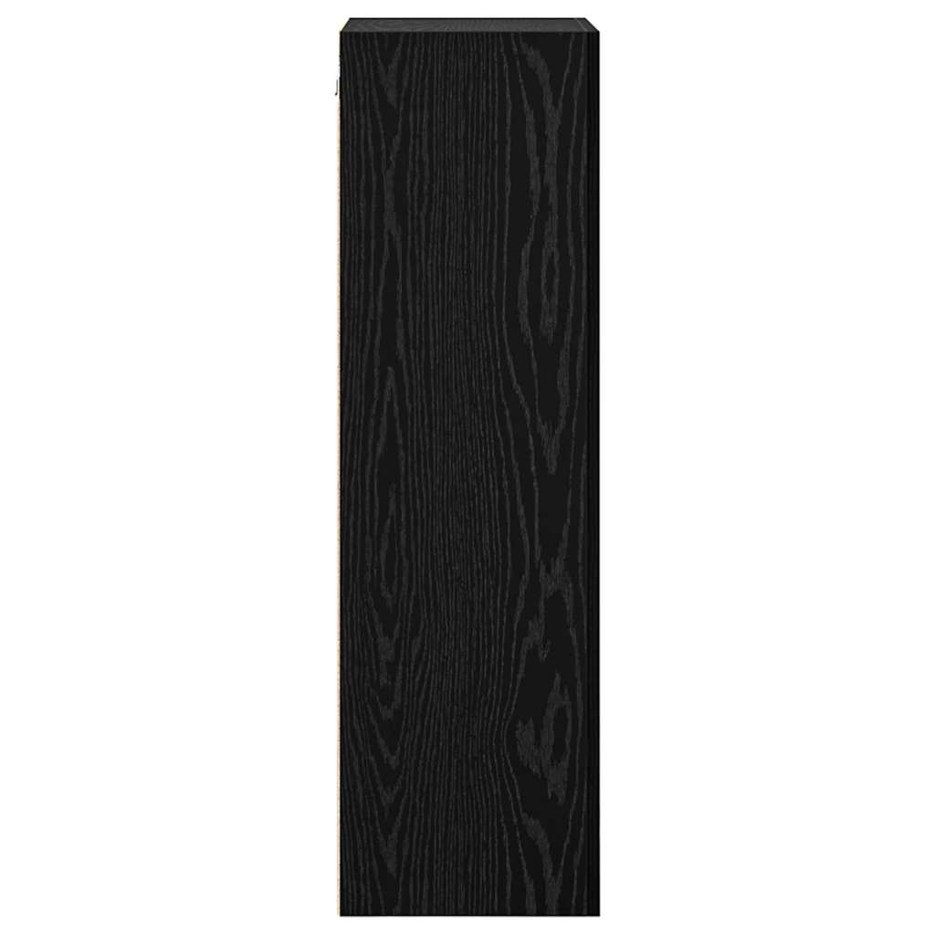 TV Wandkast Zwart Eiken 40,5 x 30 x 102 cm Bewerkt hout