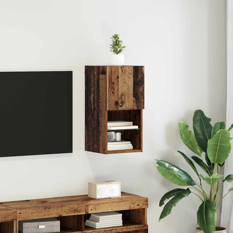 Wandgemonteerde TV Kast Oud Hout 30,5 x 30 x 60 cm Bewerkt hout