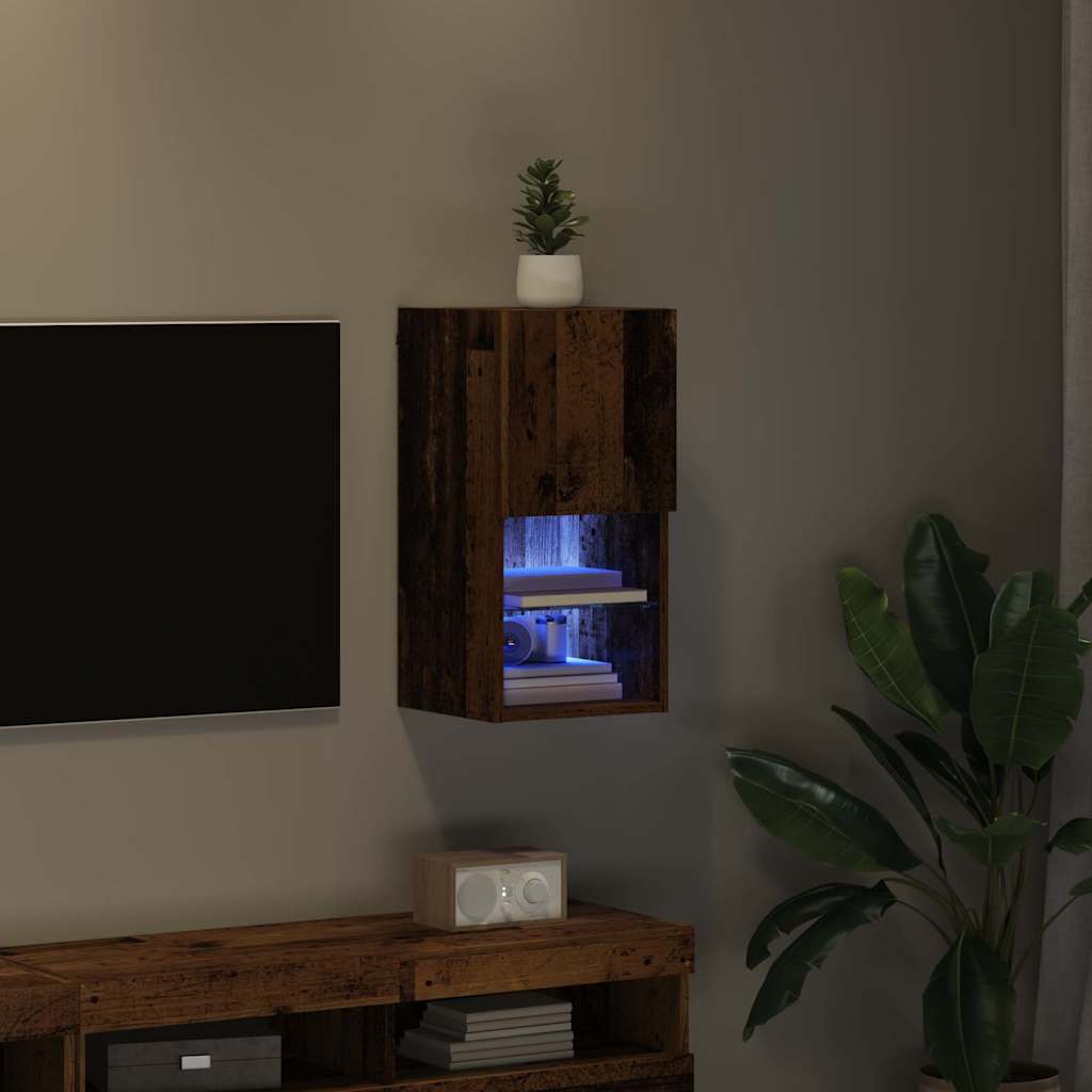 Wandgemonteerde TV Kast Oud Hout 30,5 x 30 x 60 cm Bewerkt hout