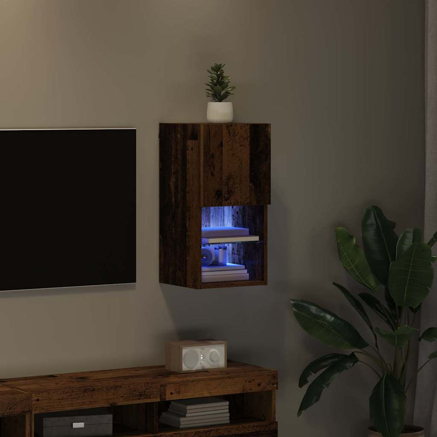 Wandgemonteerde TV Kast Oud Hout 30,5 x 30 x 60 cm Bewerkt hout