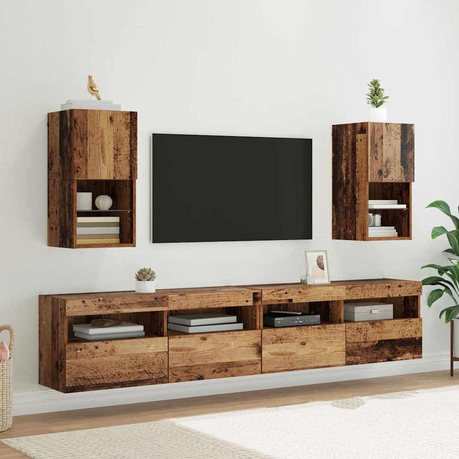 Wandgemonteerde TV Kast Oud Hout 30,5 x 30 x 60 cm Bewerkt hout