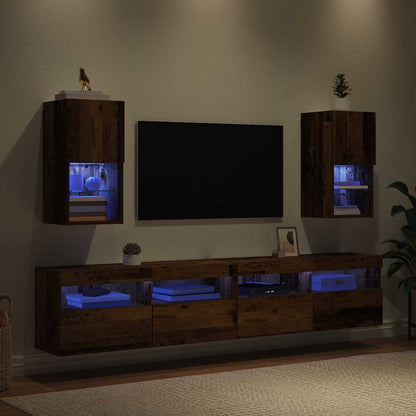 Wandgemonteerde TV-kasten 2 pcs Oud Hout 30,5 x 30 x 60 cm