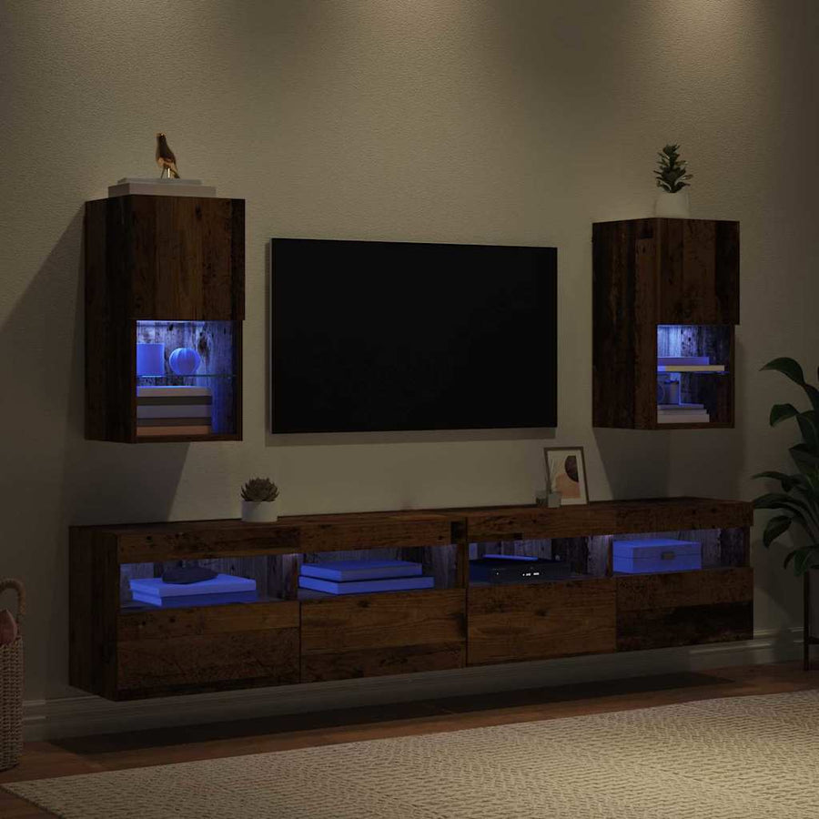Wandgemonteerde TV-kasten 2 pcs Oud Hout 30,5 x 30 x 60 cm