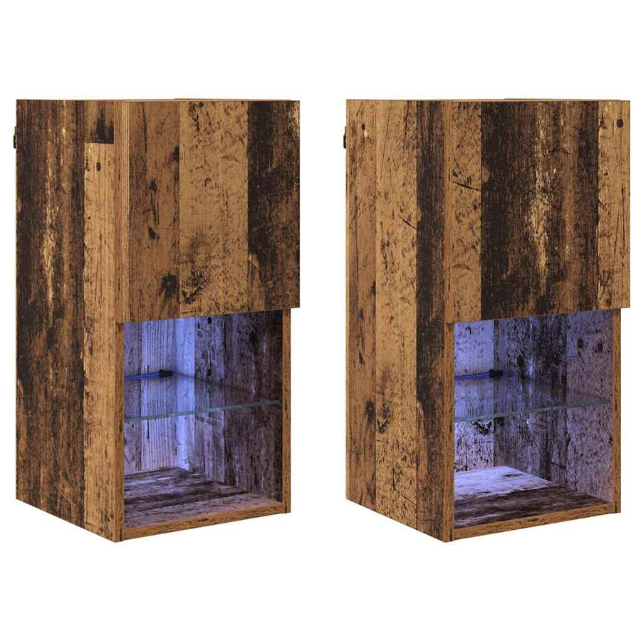 Wandgemonteerde TV-kasten 2 pcs Oud Hout 30,5 x 30 x 60 cm