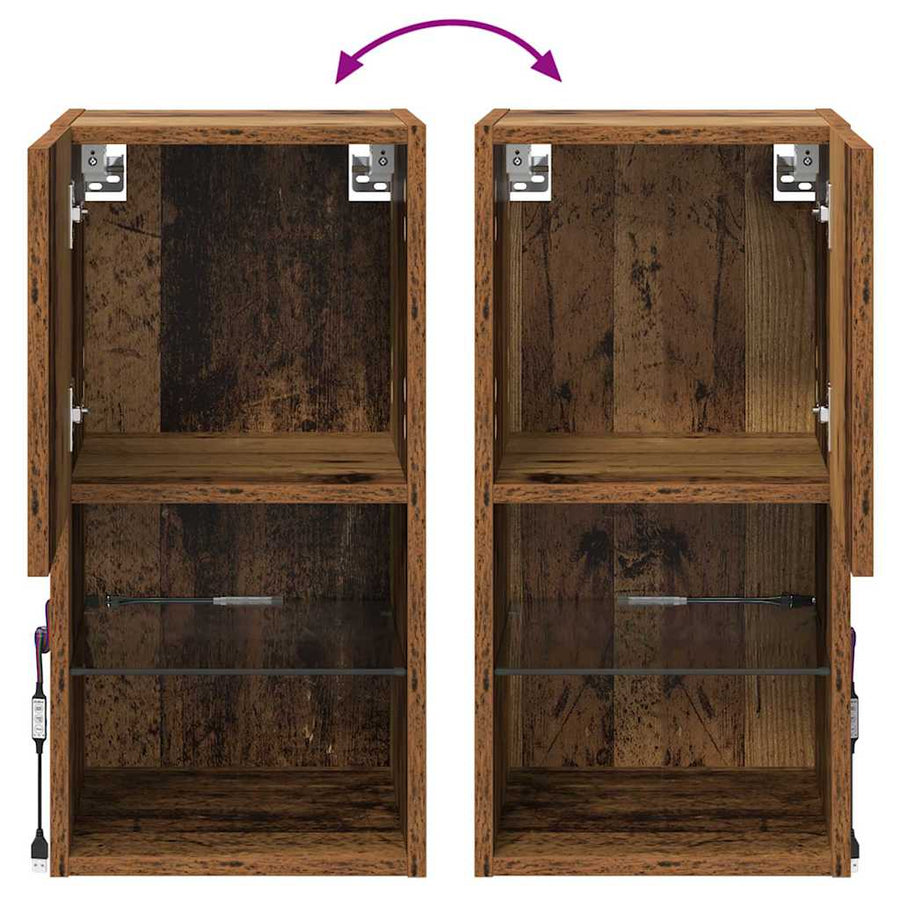 Wandgemonteerde TV-kasten 2 pcs Oud Hout 30,5 x 30 x 60 cm