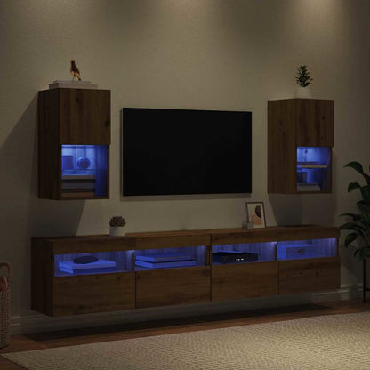 Wandgemonteerde TV-kasten 2 pcs Artisan Eiken 30,5 x 30 x 60 cm