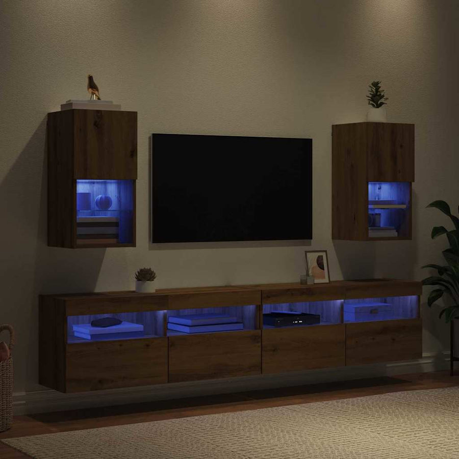 Wandgemonteerde TV-kasten 2 pcs Artisan Eiken 30,5 x 30 x 60 cm